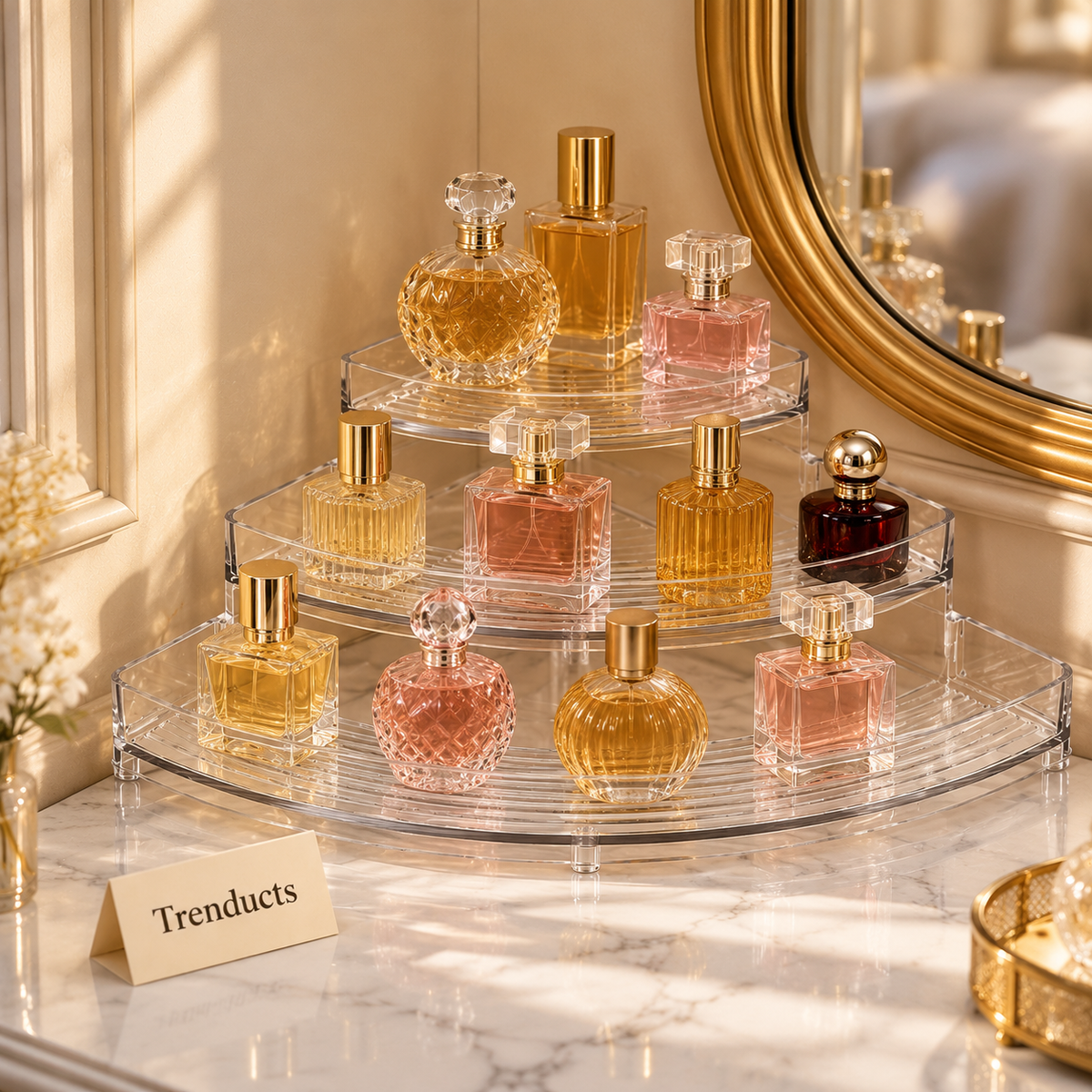 Acrylic Corner Perfume Organizer - 3 Tier Clear Riser