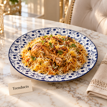 Danny Home flat plate served with biryani at a dawat | Trenducts