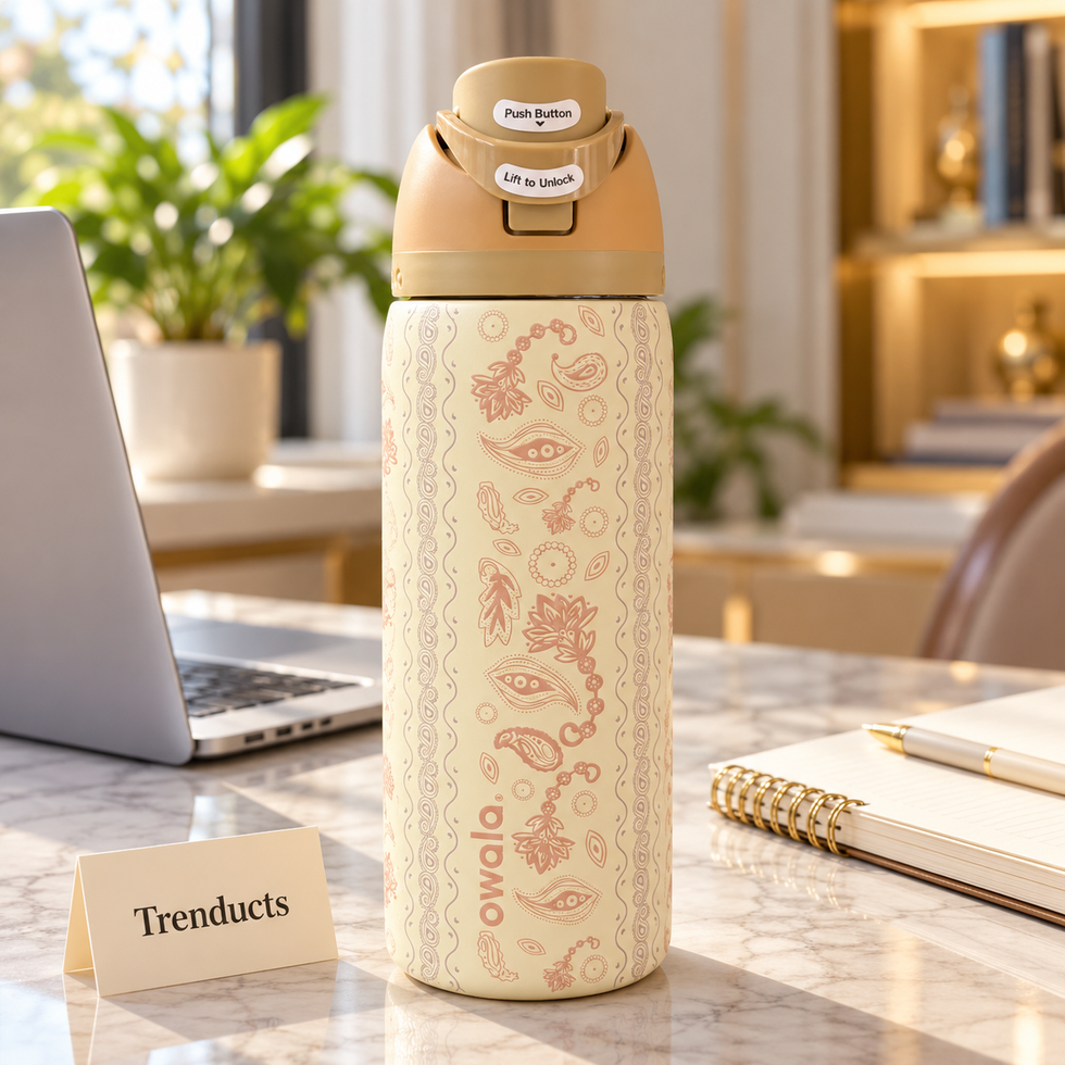 Owala Water Bottle 32 oz - Cream Paisley Print