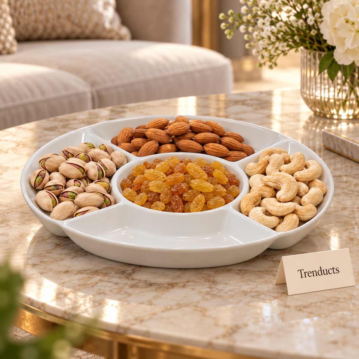 Brilliant Round Partition Platter - 9.75 Inch Snack Dish