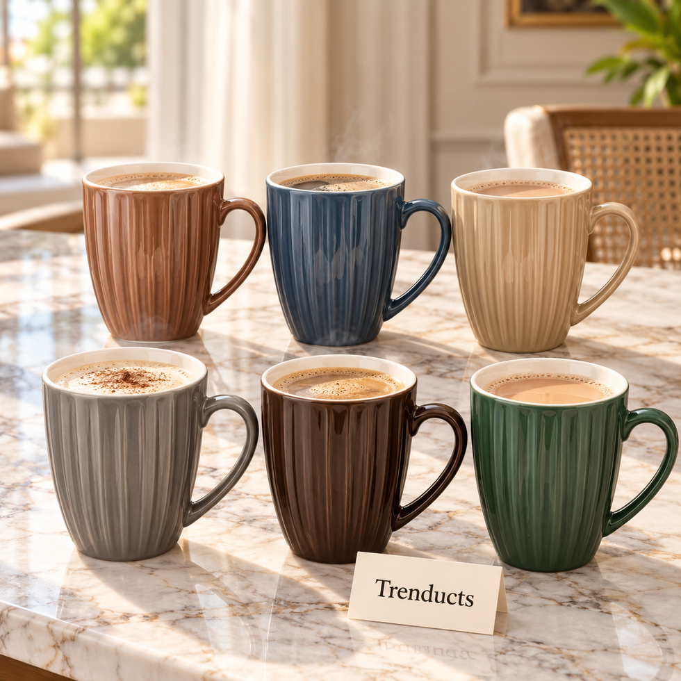 Ribbed Ceramic Mug 350 ml - Earth Tones (Random Colour)