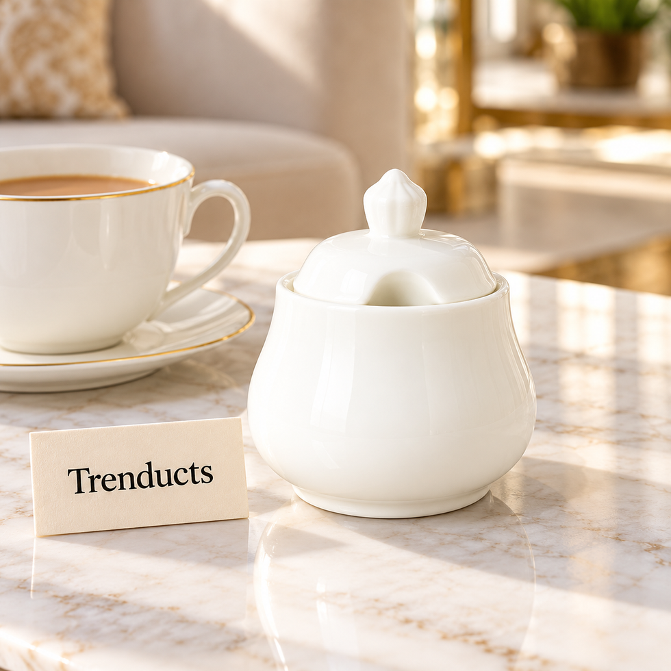 Danny Home Sugar Pot - 350 ml White Porcelain with Lid