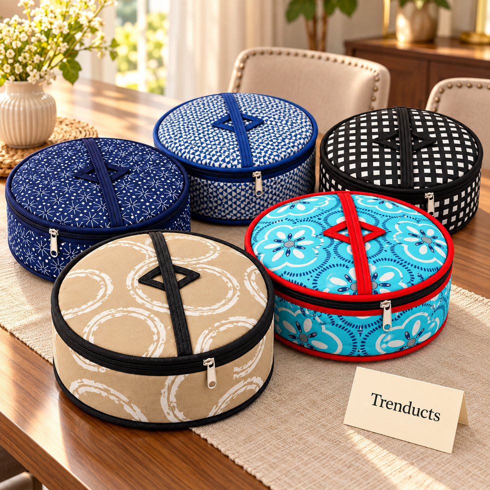 Zipper Roti Cover - Round Fabric Chapati Holder, Assorted Prints