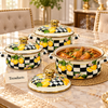 Enamel Casserole Set 3 Pcs - Lemon & Black Check