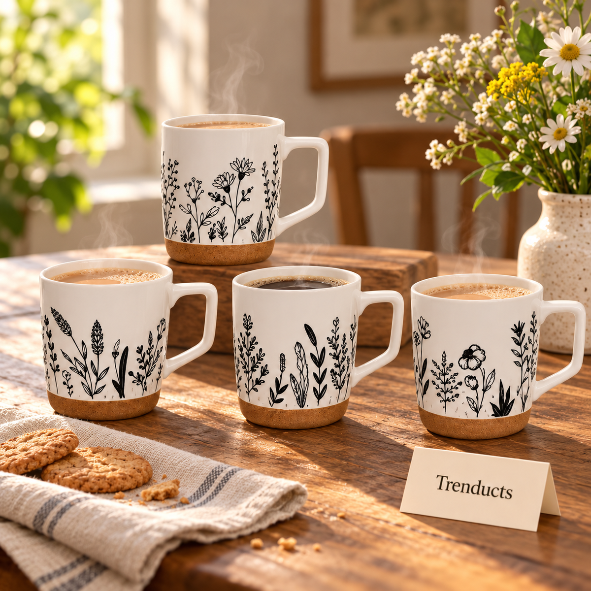Wildflower Sketch Mug 450 ml - Black Line Art (Random)
