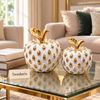 Gold Apple Table Accent - White Ceramic Showpiece