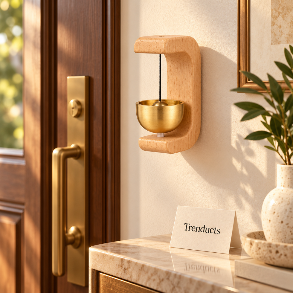 Wooden Door Chime Bell with Brass-Tone Bell for Entrance Door