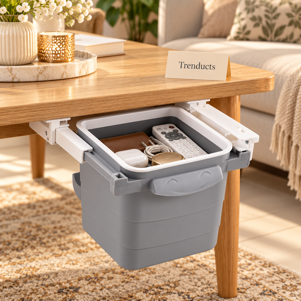 Hidden Drawer Trash Can - Under Desk Sliding Concealed Waste Bin
