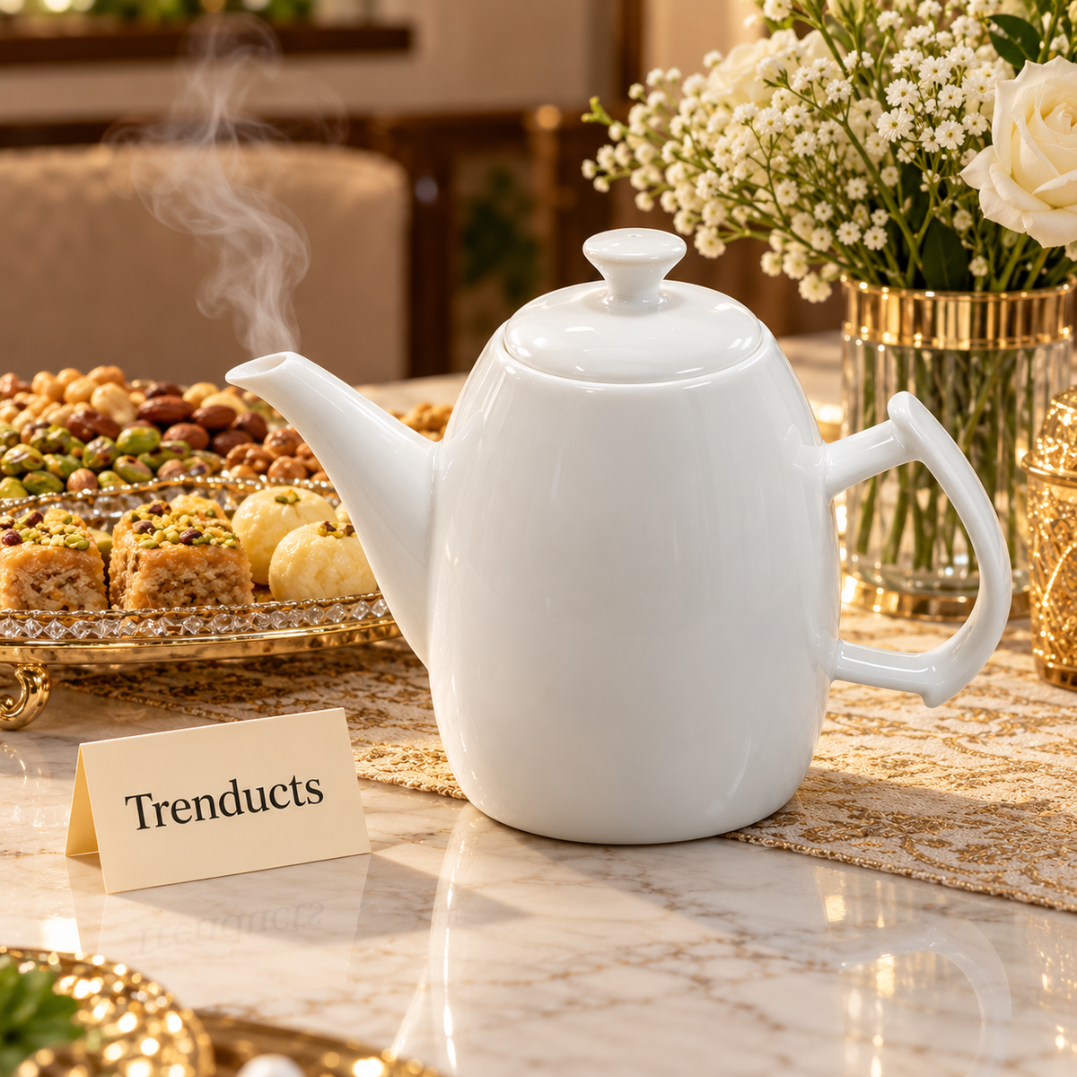 Brilliant Tall Tea Pot - 8.75 Inch White Tea Server