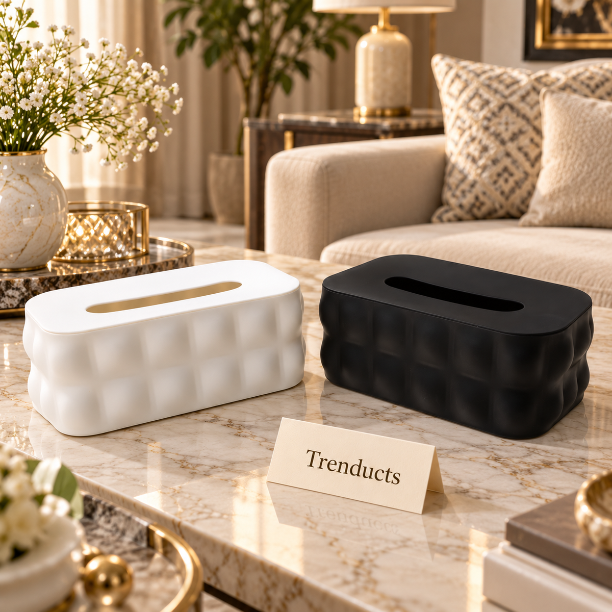 Bubble Embossed Tissue Box with Wavy Modern Design (Random color)