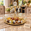 Gold Mirrored Display Tray - Crystal Drop Centre Stand