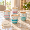 Pastel Striped Mug 350 ml - Gold Rim (Random Design)