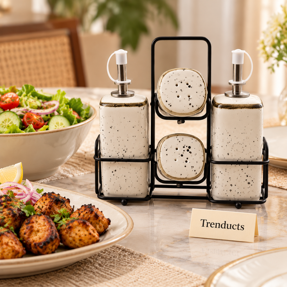 Danny Home Ceramic Castor Set 5 Pcs - White Speckled