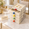 5 Layer Jewelry Box - Cream Velvet Drawers, Clear Acrylic