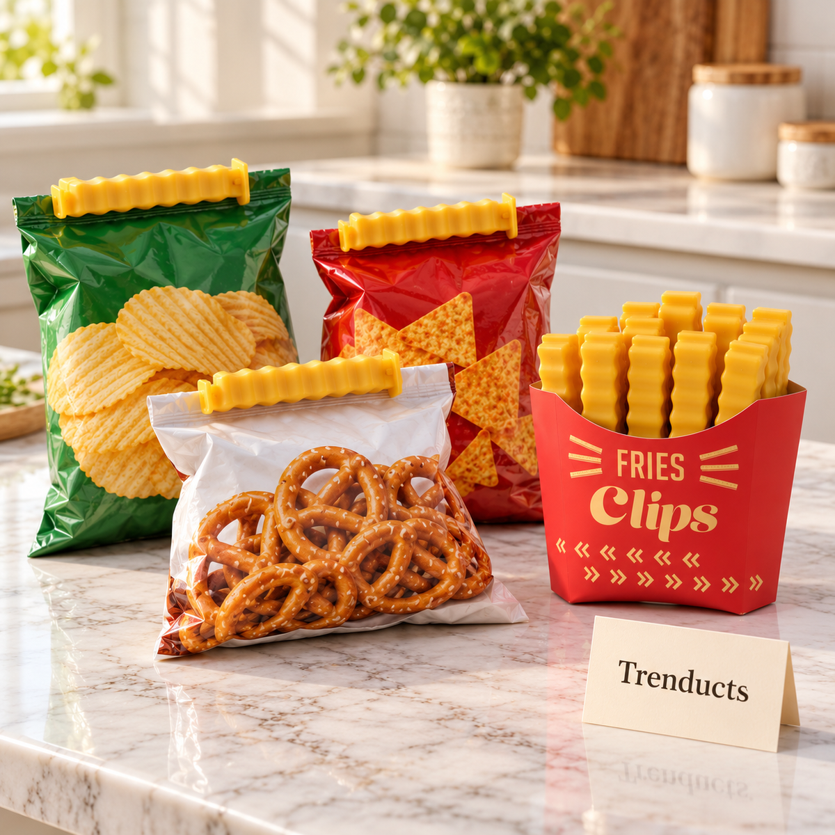 Fries Bag Clips - Pack of 12 with Fries Box Holder