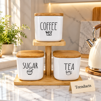 Tiered Kitchen Canister Stand on a kitchen counter | Trenducts