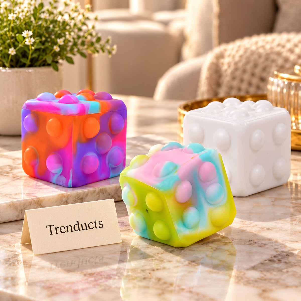 Bubble-Pop Cube Dice Fidget Toy – Squishy Silicone