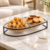 Danny Home Glass Snack Bowl Set - 2 Section Black Stand