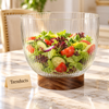 Danny Home Glass Salad Bowl - Acacia Wood Base 3870ml