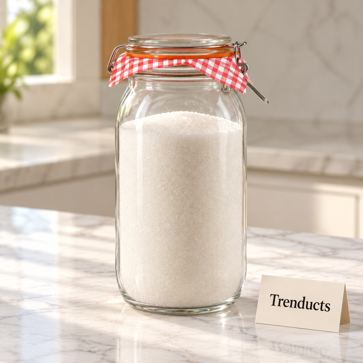 Danny Home Clip Top Jar - Round Glass with Gingham Lid