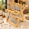 Revolving Masala Rack with Glass Spice Jars - Wooden Ferris Wheel Stand