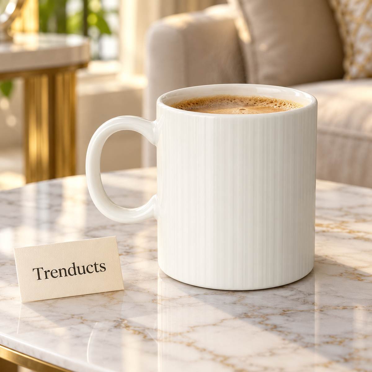 Danny Home Porcelain Mug - 300 ml Straight Ribbed White