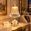 Crystal Lamp - Fluted Bell Shade Gold Table Lamp