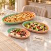 Danny Home Oval Ceramic Dish Set 3 Pcs - Mint & Peach