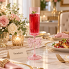 Aesthetic Pink Bow Juice Glass - Slim Tall Glass with Bow Stem