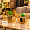 Gold Wire Cage Metal Flower Pot Set – 2 Pcs Set