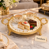 Brilliant Round Flat Tray - Royal Bloom Gold Border Design