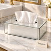 Glass Tissue Box Cover - Clear with White Trim