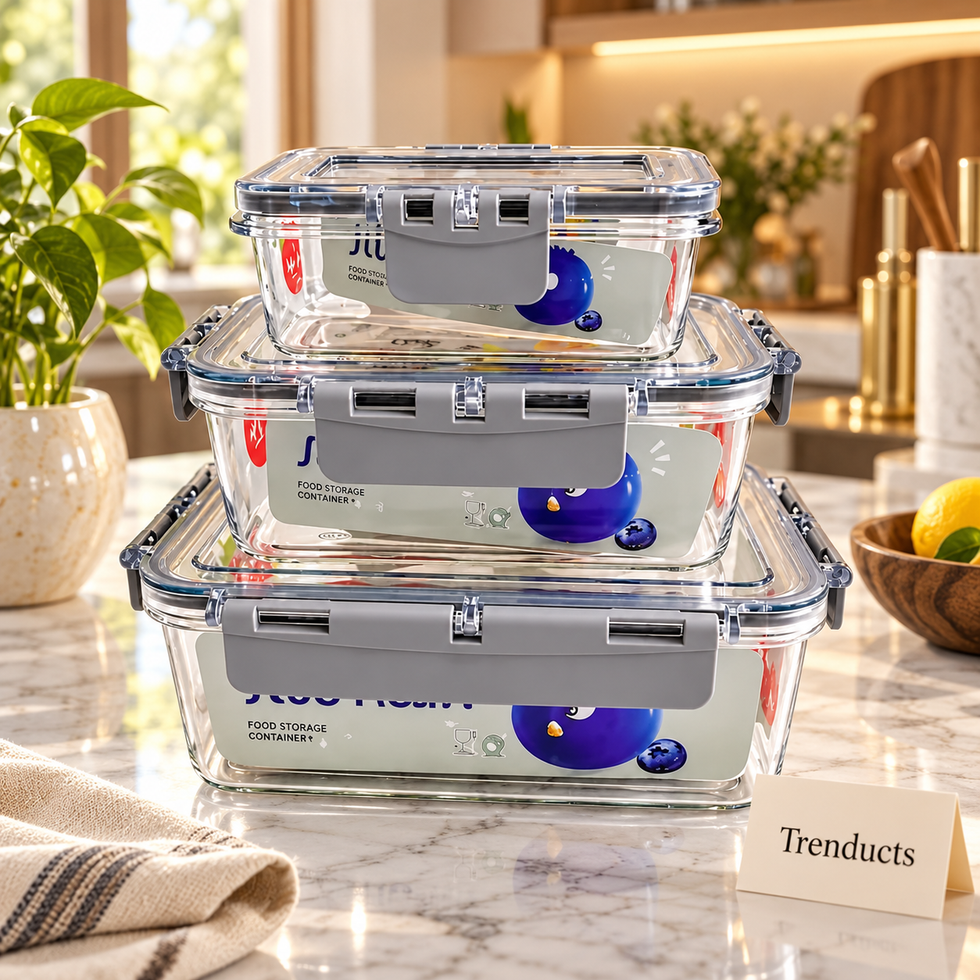3 Pc Acrylic Airtight Food Storage Containers Set - 250ml, 700ml, 1700ml