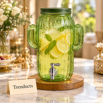 Cactus drinks dispenser with lemonade on a party table - Trenducts