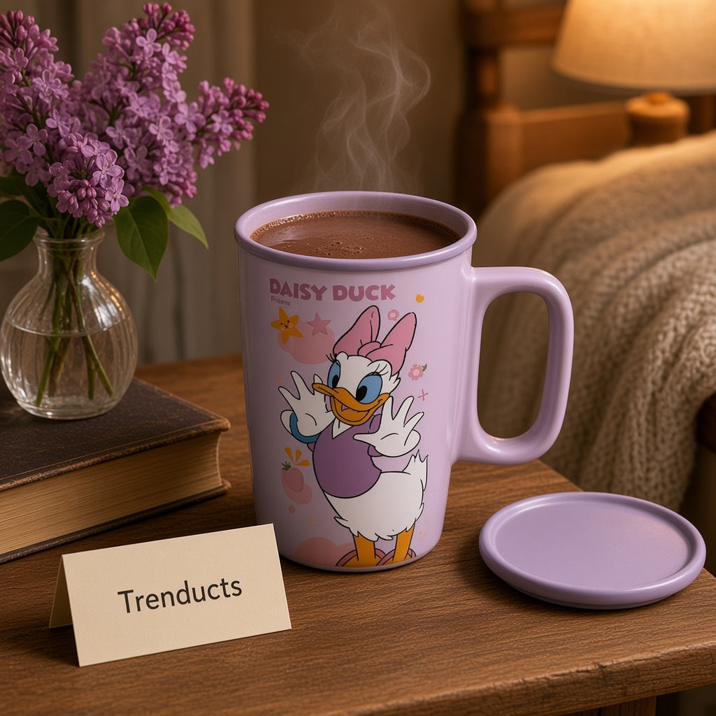 Disney Daisy Duck Ceramic Mug with Lid - Tall Lavender
