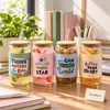 Quote Glass Mug with Bamboo Lid & Straw - Random Design