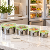 Food Crisper Set - 4 Stainless Steel Clip-Lock Boxes