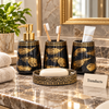 Brilliant 4-Piece Porcelain Bathroom Set - Gold Leaf