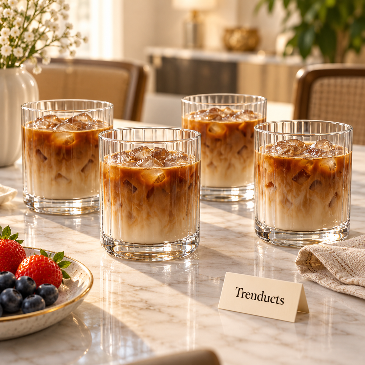 Danny Home Glass Tumbler Set - 4 Pcs 420ml Ribbed