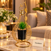 Gold Teardrop Hanging Stand Metal Flower Pot