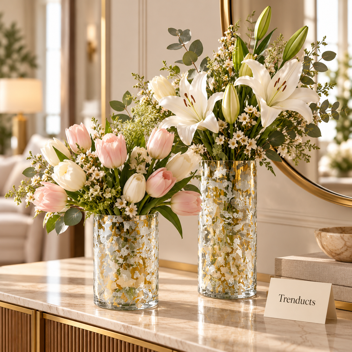 Gold Foil Cylinder Glass Vase