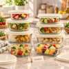 Glass Food Containers with Lids - Stackable Meal Prep 4 Boxes Set