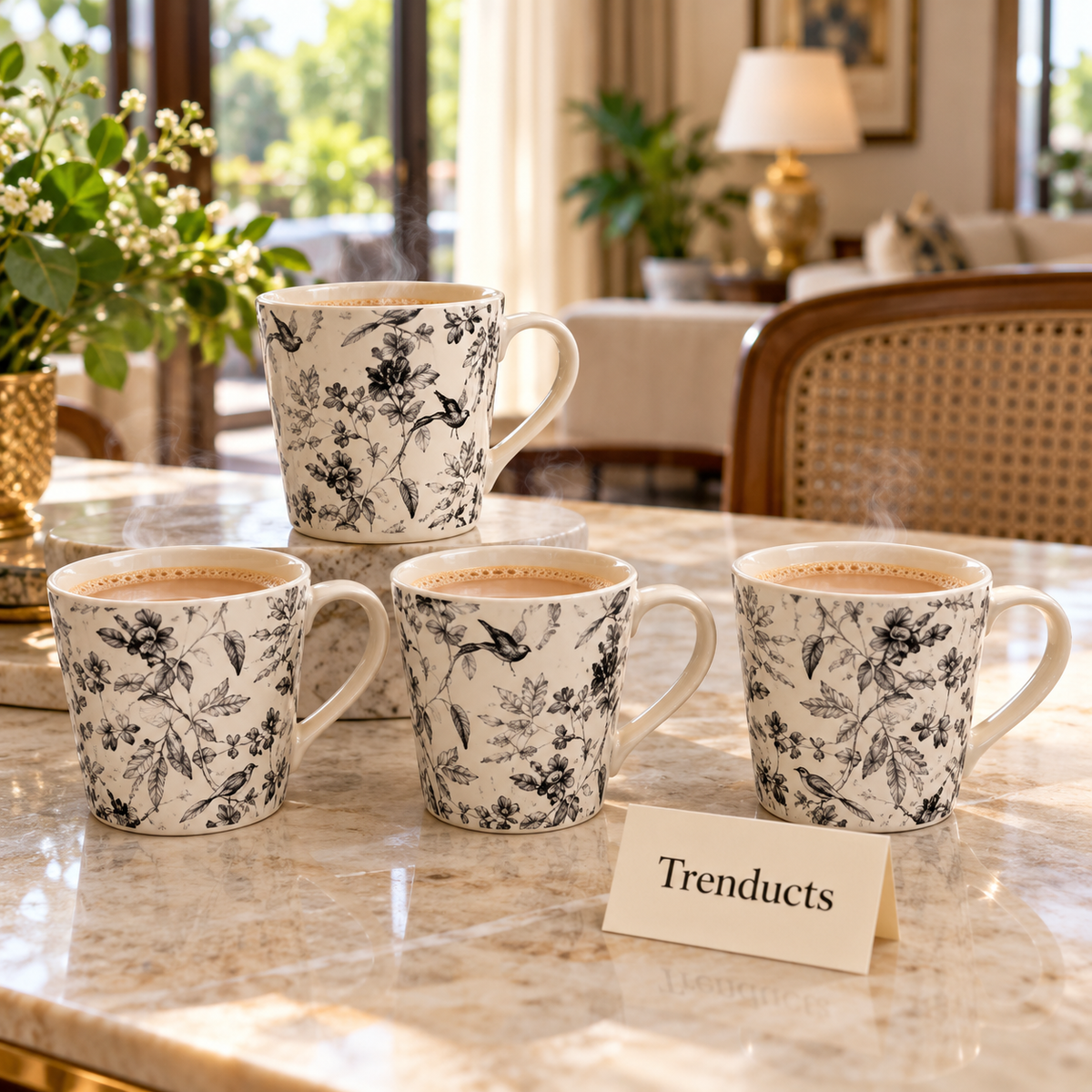 Botanical Sketch Mug 440 ml - Wide Cream Mug (Random)