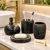 Luxury Bathroom Set - 4-Piece Black Marble-Look Design