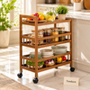 Rolling Storage Rack - 4 Tier Wood Style Trolley