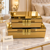 Premium 2 Piece Storage Box Set - Gold Mirror Finish