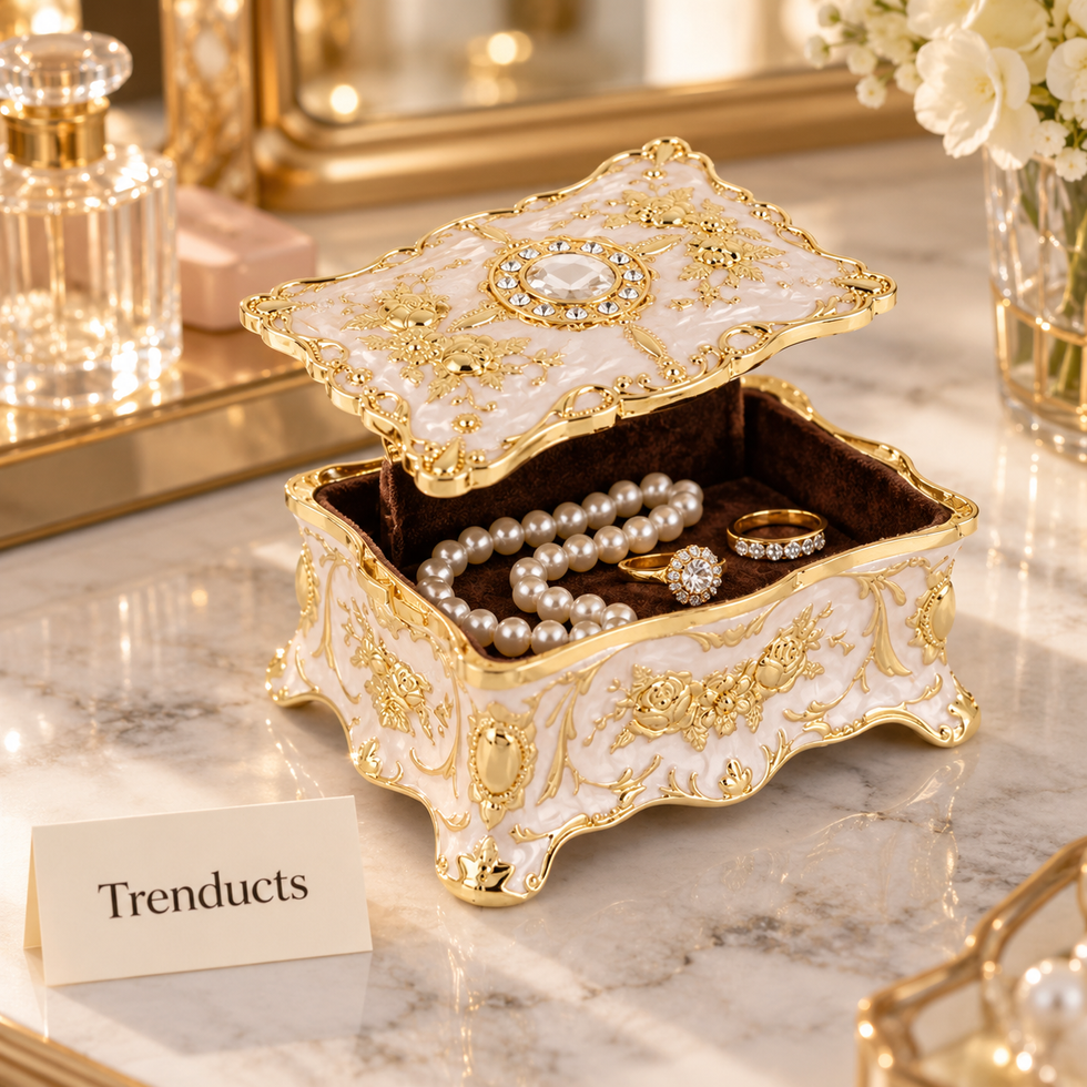Jewellery Box - Fancy Floral Vintage Metal Mini Box
