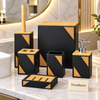 Black Acrylic Bathroom Set - Cork & Bamboo Accents