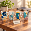 Abstract Print Mug - Navy, Teal and Yellow Shapes (Random)