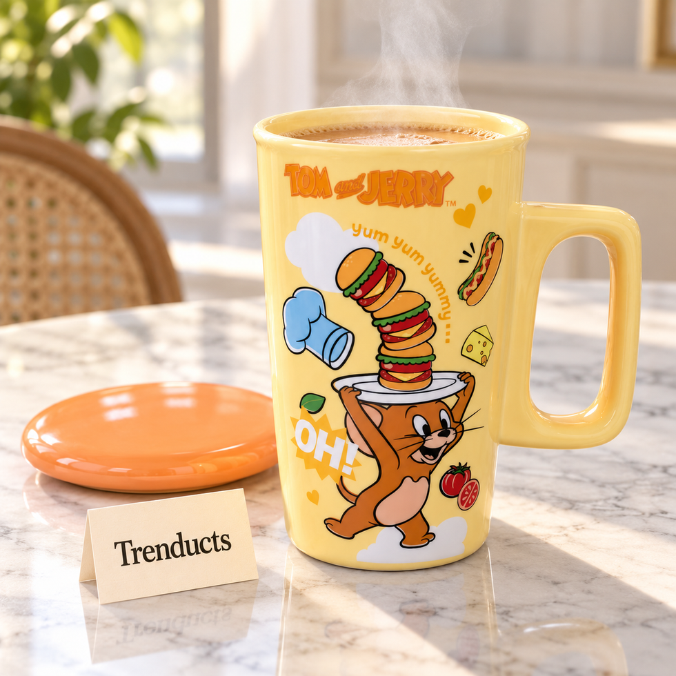 Disney Tom and Jerry Ceramic Mug with Lid - Yellow, Jerry
